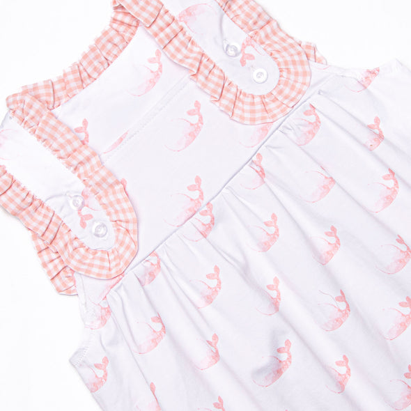 Watercolor Whales Bubble Romper, Pink