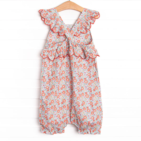 Red Rosy Bubble Romper, Red