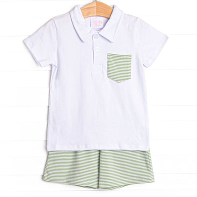 Levi Short Set, Light Green Stripe