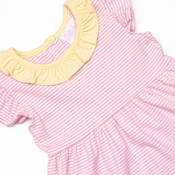 Laney Flutter Sleeve Dress, Yellow and Pink Stripe