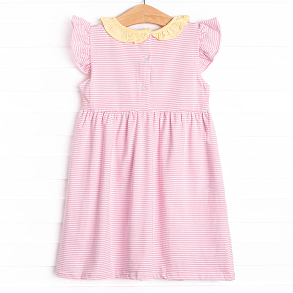 Laney Flutter Sleeve Dress, Yellow and Pink Stripe