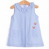 Berry Good Time Applique Pocket Dress, Blue