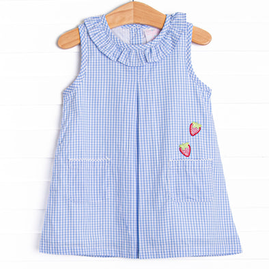 Berry Good Time Applique Pocket Dress, Blue