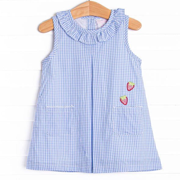 Berry Good Time Applique Pocket Dress, Blue