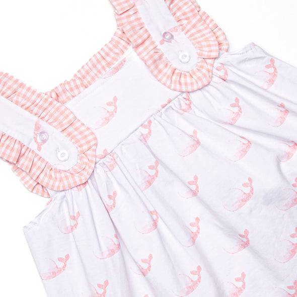 Watercolor Whales Ruffle Short Set, Pink