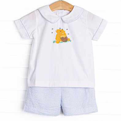 Hundred Acre Honey Applique Short Set, Blue