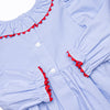 Santa's Coming Smocked Dress, Blue Gingham