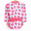 Very Strawberry Long Sleeve One Piece Rash Guard, Pink