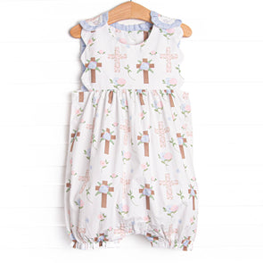 Up From the Grave Garden Bubble Romper, Blue