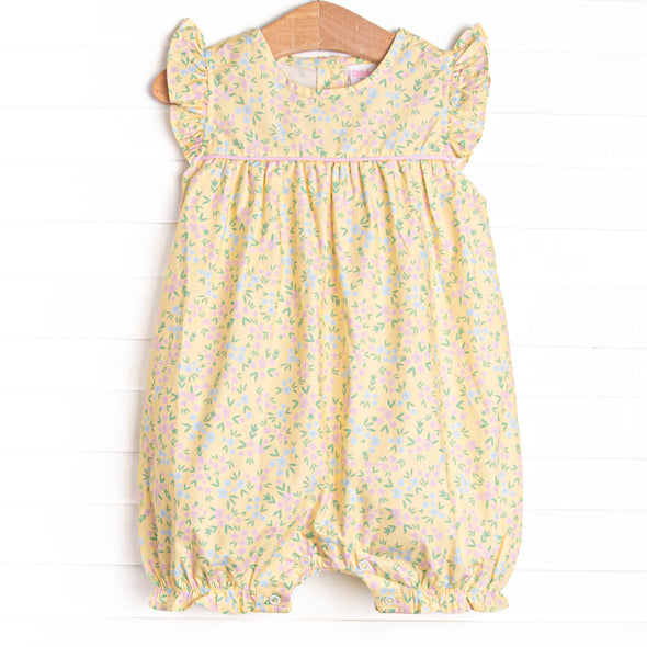 Garden Party Bubble Romper, Yellow