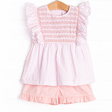 Peony for Your Thoughts Smocked Short Set, Pink