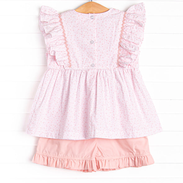 Peony for Your Thoughts Smocked Short Set, Pink