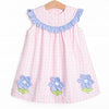 Petal Me Pretty Applique Dress, Pink Check