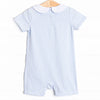 On the Way Home Embroidered Short Romper, Blue