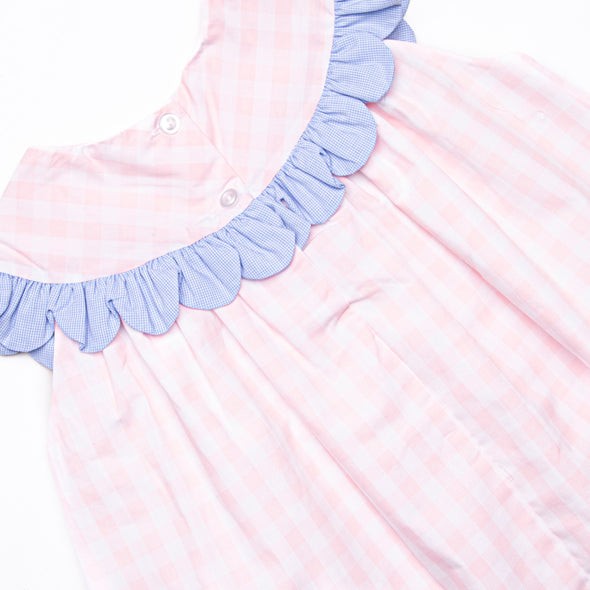 Petal Me Pretty Applique Dress, Pink Check