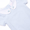 On the Way Home Embroidered Short Romper, Blue