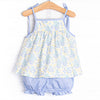 Timeless Tulips Smocked Bloomer Set, Blue