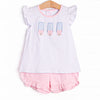 Palm Beach Popsicles Applique Short Set, Pink