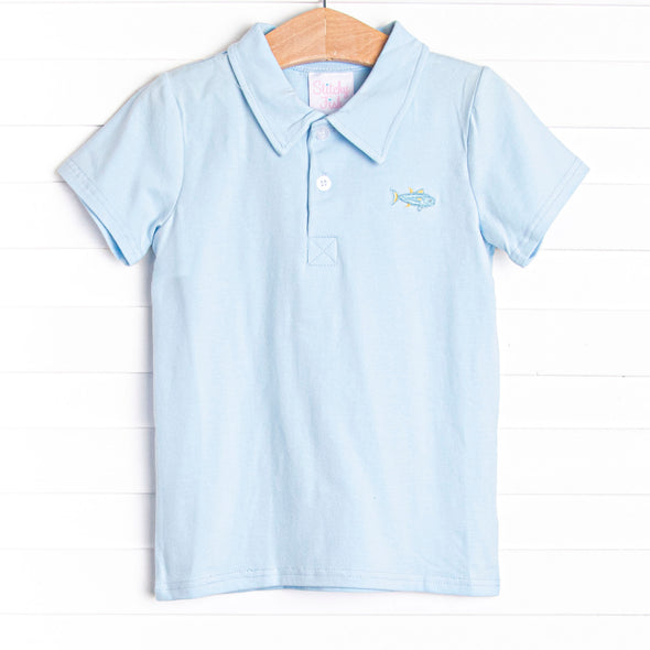 Saltwater Single Embroidered Polo, Blue