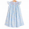 Fluttering Fields Smocked Bishop Dress, Blue