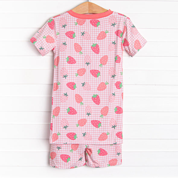 Pineberry Picnic Bamboo Pajama Short Set, Pink