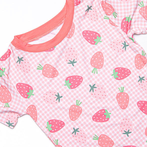 Pineberry Picnic Bamboo Pajama Short Set, Pink