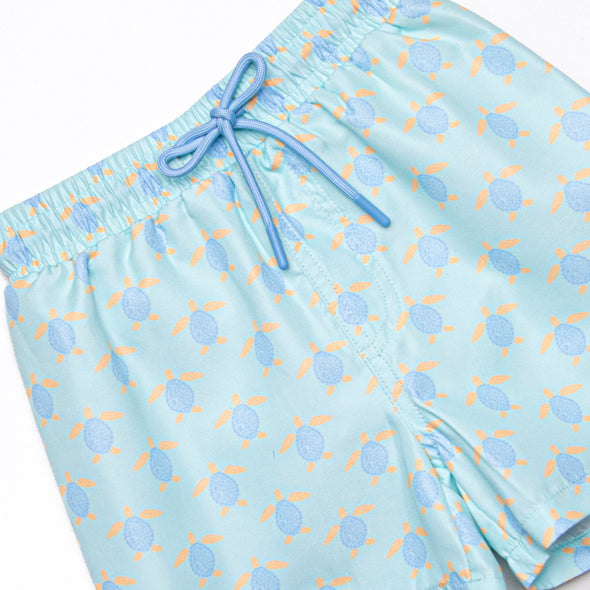 Turquoise Turtles Swim Trunks, Green