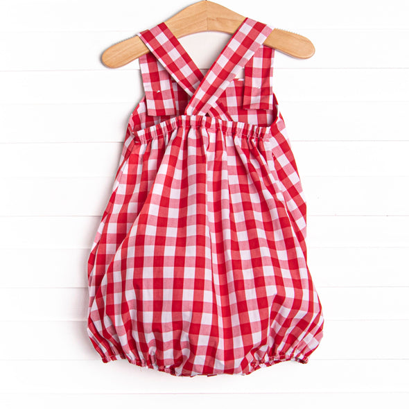 Big League Baller Smocked Sunsuit, Red