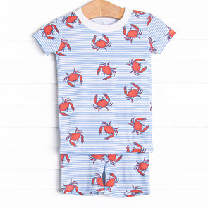 East Coast Crabs Bamboo Pajama Short Set, Blue