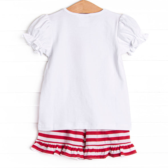 Mouse Memories Applique Ruffle Short Set, Red