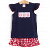 Big League Baller Smocked Flutter Sleeve Short Set, Navy