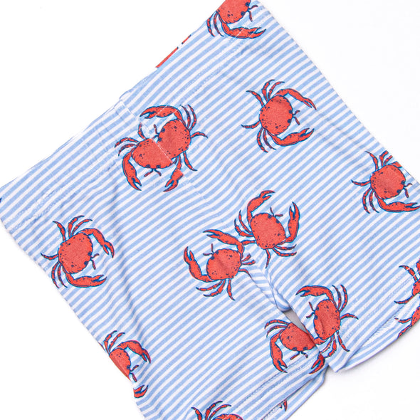 East Coast Crabs Bamboo Pajama Short Set, Blue