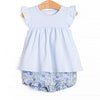 Little Miss Daisy Flutter Sleeve Short Set, Blue