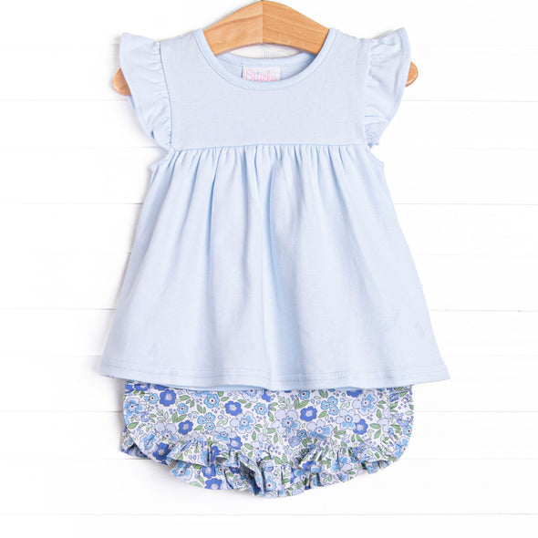 Little Miss Daisy Flutter Sleeve Short Set, Blue