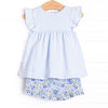 Little Miss Daisy Flutter Sleeve Short Set, Blue