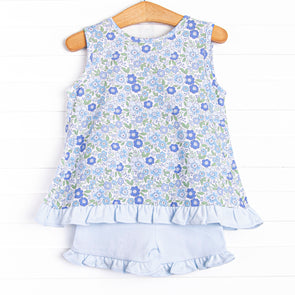 Little Miss Daisy Sleeveless Short Set, Blue