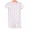 Big Point Bows Bamboo Pajama Short Set, Pink