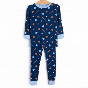 Big League Batter Bamboo Pajama Set, Blue