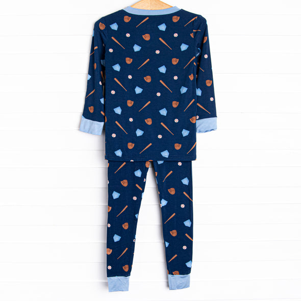 Big League Batter Bamboo Pajama Set, Blue