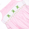 Little Leap Frog Smocked Ruffle Bubble, Pink