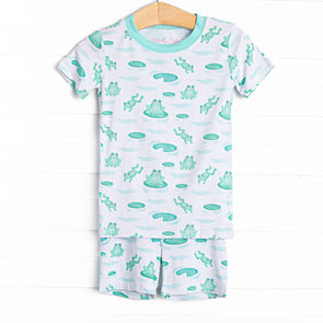 Little Leap Frog Bamboo Pajama Short Set, Green