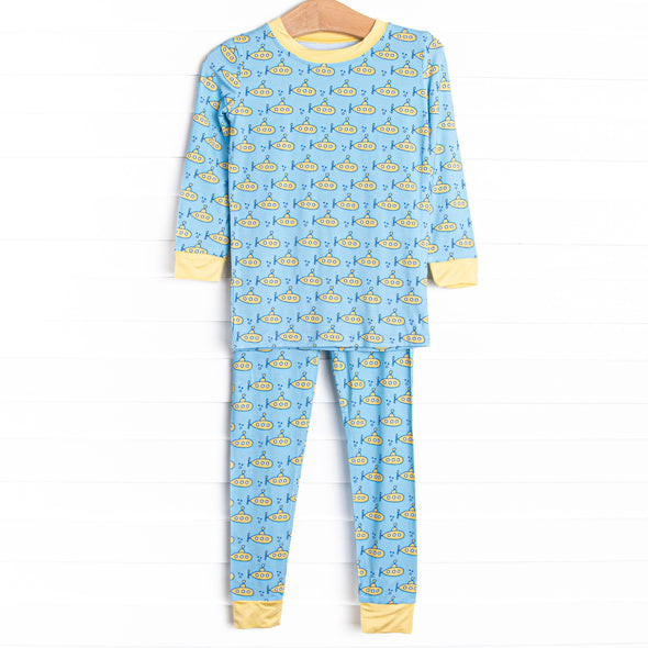 Submarine Sailor Bamboo Pajama Set, Blue