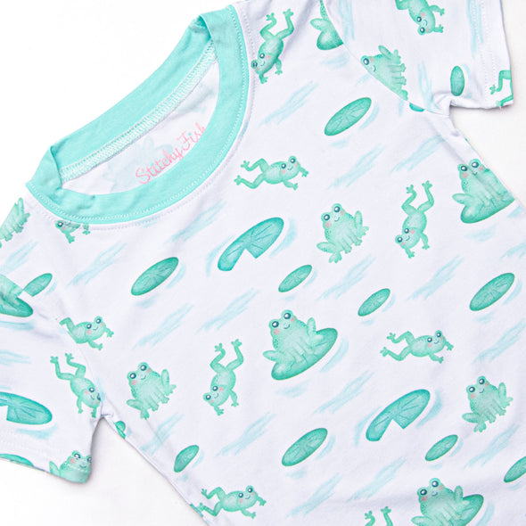 Little Leap Frog Bamboo Pajama Short Set, Green