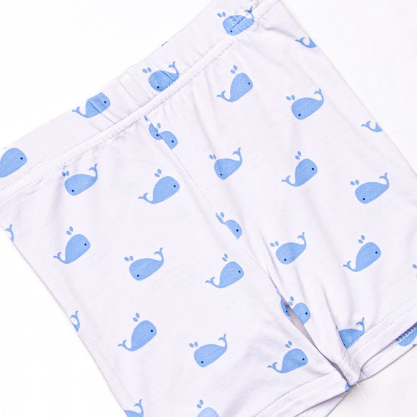 Whale Watch Bamboo Pajama Short Set, Blue