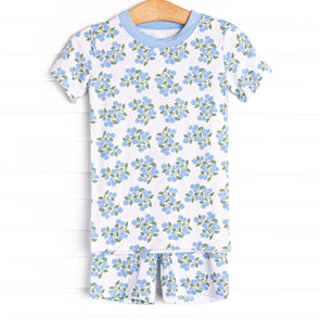 Abundant Arrangement Bamboo Pajama Short Set, Blue