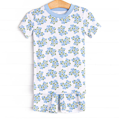 Abundant Arrangement Bamboo Pajama Short Set, Blue