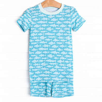 Lake Day Bamboo Pajama Short Set, Blue