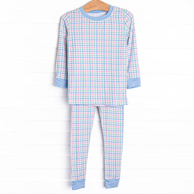 Paradise Plaid Bamboo Pajama Set, Blue