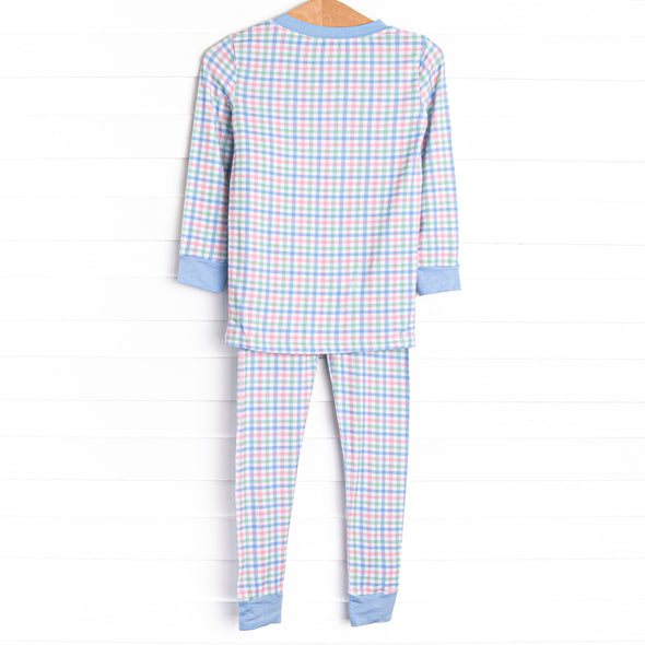 Paradise Plaid Bamboo Pajama Set, Blue