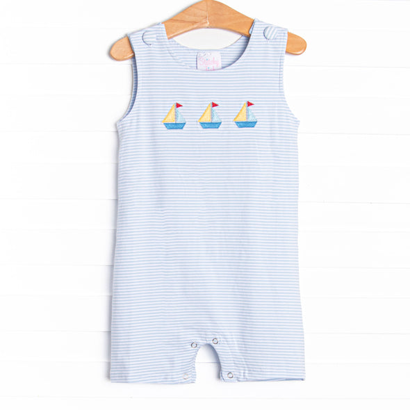 Sailboat Bay Embroidered Jon Jon, Blue